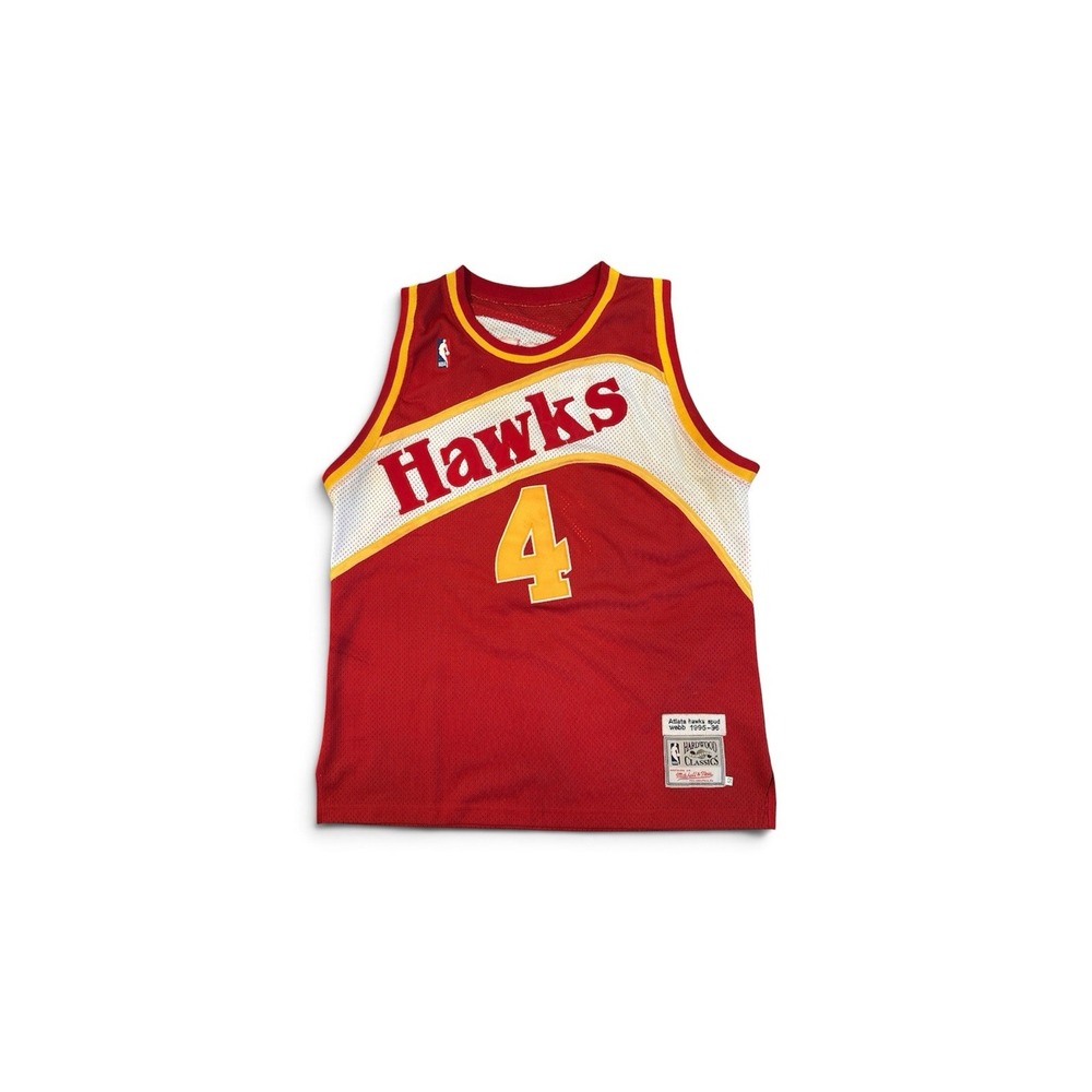 Mitchell & Ness Jersey Adult Red/Gold Sz52(Large)Atlanta Hawks Spud Webb (95-96)